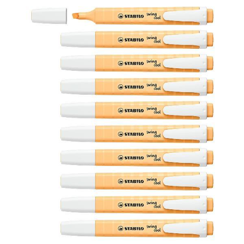 STABILO SWING COOL PASTEL EVIDENZIATORE PUNTA A SCALPELLO 1/4 mm ARANCIONE PAPAYA CONF 10 Pz.